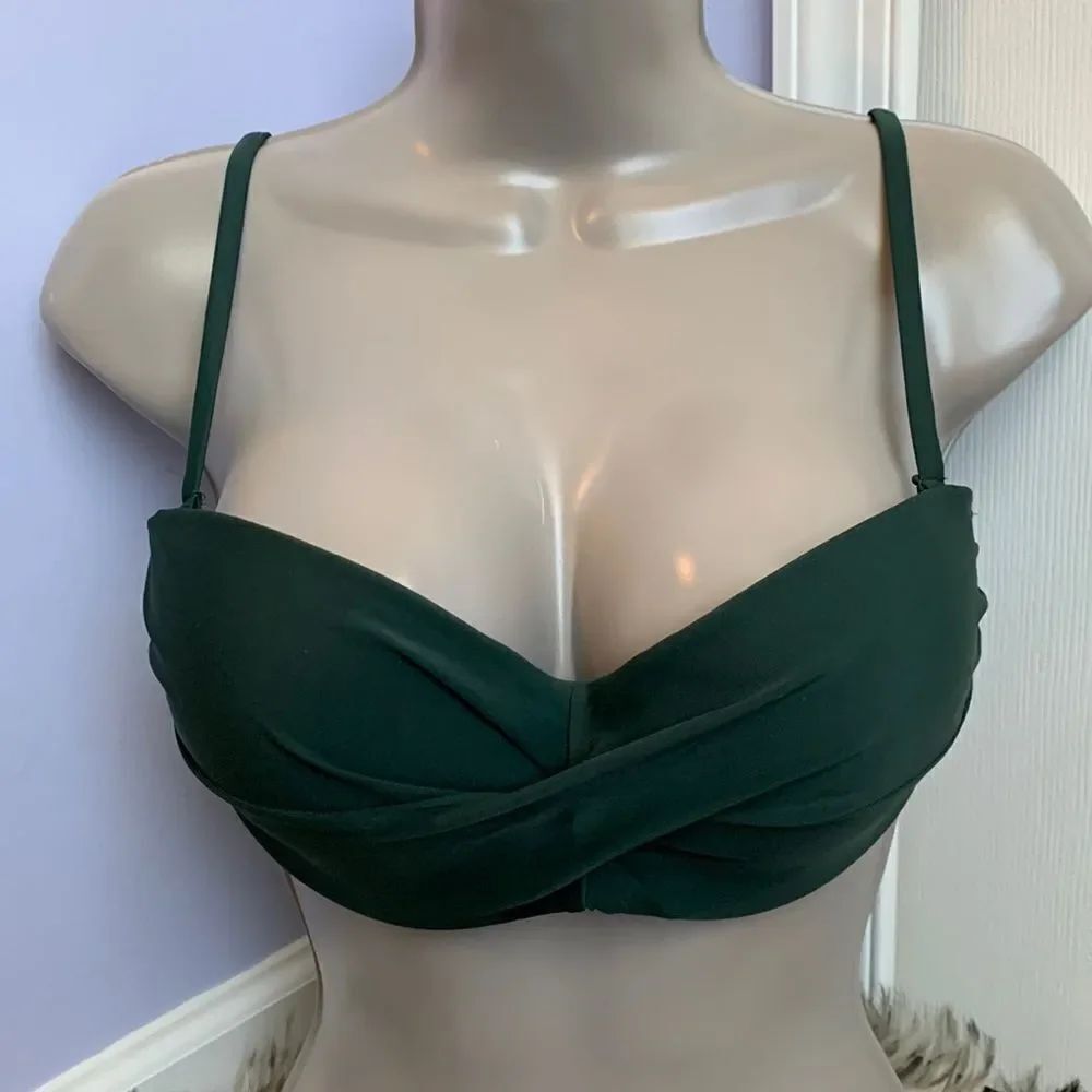 Designer Swimsuit push up padded GREEN Top Bra Swimwear M bikini